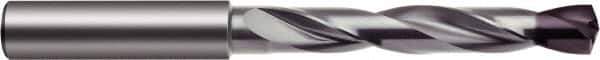 Guhring - 10.7mm 140° Solid Carbide Jobber Drill - nano-FIREX Finish, Right Hand Cut, Spiral Flute, Round Shank, 118mm OAL, Faceted Point - Industrial Tool & Supply