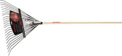 Razor-Back - Leaf Rake with 54" Straight Hardwood Handle - 24" Blade Width, 24 Tines, 14-5/64" Tine Length - Industrial Tool & Supply