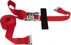 Snap-Loc - 16' Long x 2" Wide, 4,400 Lb Basket Capacity, Polyester & Steel Web Sling - 2" Diam Chain, Red, with Ratchet Tie Down - Industrial Tool & Supply