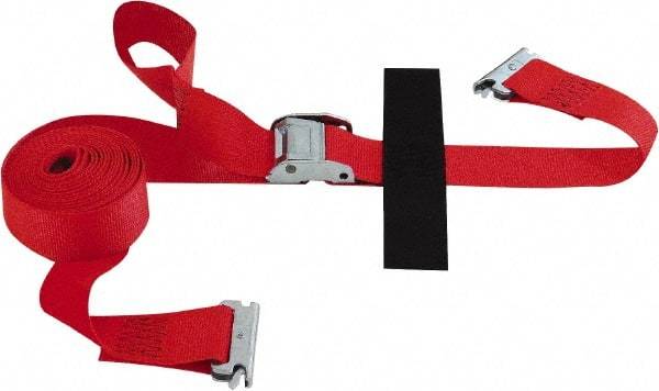 Snap-Loc - 16' Long x 2" Wide, 3,000 Lb Basket Capacity, Polyester & Steel Web Sling - 2" Diam Chain, Red, with Cambuckle Tie Down - Industrial Tool & Supply