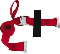 Snap-Loc - 8' Long x 2" Wide, 3,000 Lb Basket Capacity, Polyester & Steel Web Sling - 2" Diam Chain, Red, with Cambuckle Tie Down - Industrial Tool & Supply