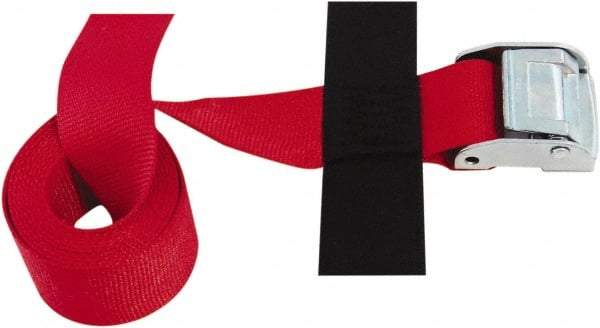 Snap-Loc - 8' Long x 2" Wide, 3,000 Lb Basket Capacity, Polyester & Steel Web Sling - Red, with Cambuckle Tie Down - Industrial Tool & Supply
