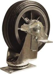Snap-Loc - 6" Diam x 1-1/4" Wide x 7-1/2" OAH Top Plate Mount Swivel Caster with Brake - Rubber, 375 Lb Capacity, Ball Bearing, 1-3/4 X 2-7/8" Plate, Round Stem - Industrial Tool & Supply