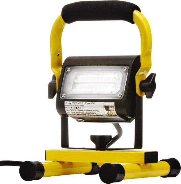 Probuilt Lighting - 120 Volt, 15 Watt, Electric, LED Portable Floor Work Light - 1,524mm Cord, 1 Head, Aluminum, 9" Long x 7" Wide x 6" High - Industrial Tool & Supply