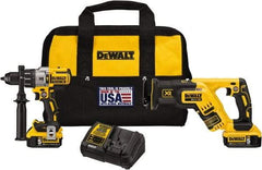 DeWALT - 20 Volt Cordless Tool Combination Kit - Includes Hammerdrill & Reciprocating Saw, Lithium-Ion Battery Included - Industrial Tool & Supply