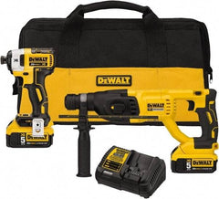 DeWALT - 20 Volt Cordless Tool Combination Kit - Includes 1/4" Brushless Impact Driver & SDS Plus Brushless Rotary Hammer, Lithium-Ion Battery Included - Industrial Tool & Supply