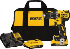 DeWALT - 20 Volt 1/2" Chuck Pistol Grip Handle Cordless Drill - 0-2000 RPM, Keyless Chuck, Reversible, 2 Lithium-Ion Batteries Included - Industrial Tool & Supply