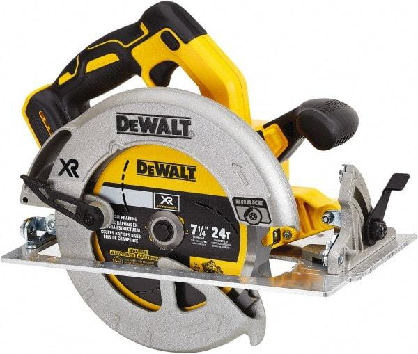DeWALT - 20 Volt, 7-1/4" Blade, Cordless Circular Saw - 4,000 RPM, Lithium-Ion Batteries Not Included - Industrial Tool & Supply