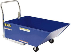 Vestil - 206 Lb Load Capacity, 1/3 Cu Yd, Steel Low Profile - 29-13/16" Wide x 54" Long x 33-5/8" High, Blue - Industrial Tool & Supply