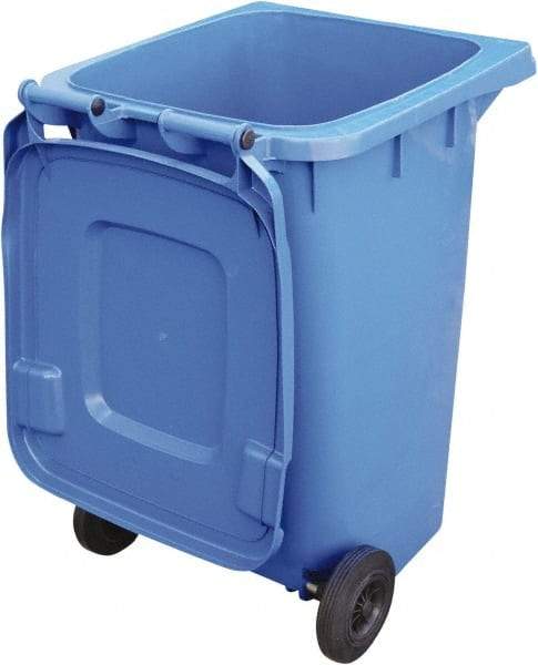 Vestil - 64 Gal Blue Rectangle Trash Can - Polyethylene, None Graphic, 39-15/16" High x 28-1/2" Long x 23-1/2" Wide, Lid Included - Industrial Tool & Supply