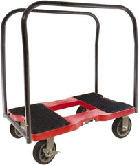 Snap-Loc - 1,500 Lb Capacity Steel Panel Cart - Polyethylene/Polypropylene Plastic Deck, 20-1/2" OAW, 32" Platform Length x 9-1/2" Platform Height, Rubber Casters - Industrial Tool & Supply