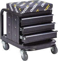Omega Lift Equipment - 450 Lb Capacity, 4 Wheel Creeper Seat with Drawers - Steel, 18-1/4" Long x 18-7/8" High x 14" Wide - Industrial Tool & Supply