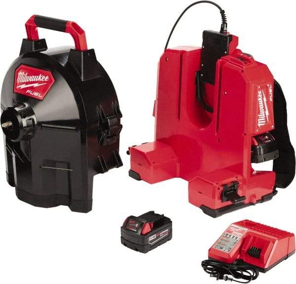 Milwaukee Tool - 18V Battery Battery Drain Cleaning Machine - For 1-1/4" to 4" Pipe - Industrial Tool & Supply