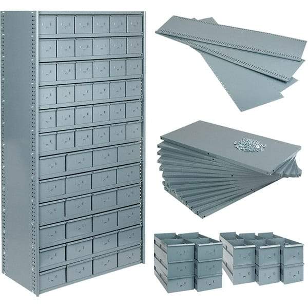 Value Collection - 35.8" Wide, 1 High, Open Shelving Accessory/Component - 21 Gauge Steel, Powder Coat Finish, Use with Bins/Totes - Industrial Tool & Supply