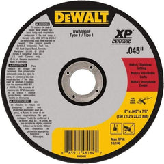 DeWALT - 6" Ceramic Cutoff Wheel - 0.045" Thick, 7/8" Arbor, 10,100 Max RPM, Use with Angle Grinders - Industrial Tool & Supply