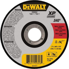 DeWALT - 5" Ceramic Cutoff Wheel - 0.04" Thick, 7/8" Arbor, 12,200 Max RPM, Use with Angle Grinders - Industrial Tool & Supply