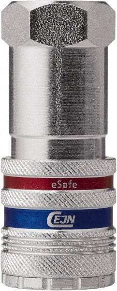 CEJN - 1/2 Female NPT Industrial Pneumatic Hose Safety Coupler - Steel/Brass, 1/2" Body Diam - Industrial Tool & Supply