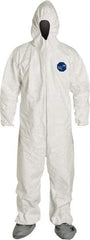 Dupont - Size 3XL Film Laminate General Purpose Coveralls - White, Zipper Closure, Elastic Cuffs, Elastic Ankles, Serged Seams - Industrial Tool & Supply