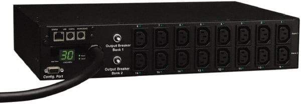 Tripp-Lite - 16 Outlets, 208/240 Volts, 30 Amps, 10' Cord, Power Outlet Strip - Rack Mount, 5-15/20R NEMA Configuration, 19" Strip - Industrial Tool & Supply
