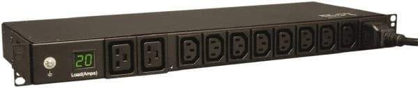 Tripp-Lite - 10 Outlets, 200/240 Volts, 20 Amps, 12' Cord, Power Outlet Strip - Rack Mount, 5-15/20R NEMA Configuration, 19" Strip - Industrial Tool & Supply