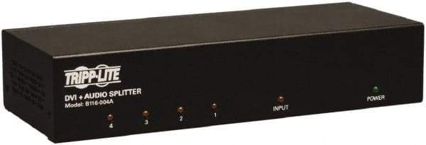 Tripp-Lite - DVI Splitter with Audio and Signal Booster - DVI Connector, Black, Use with Monitors - Industrial Tool & Supply