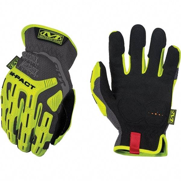 Mechanix Wear - Size S, ANSI Cut Lvl A5, Synthetic Leather Cut & Puncture Resistant Gloves - Elastic Cuff, Hi-Vis Yellow, Paired - Industrial Tool & Supply