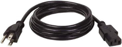 Tripp-Lite - 10', 18/3 Gauge/Conductors, Black Indoor Replacement Cord - 0 Receptacles, 10 Amps, 120 VAC, UL SJT, NEMA 5-15P - Industrial Tool & Supply
