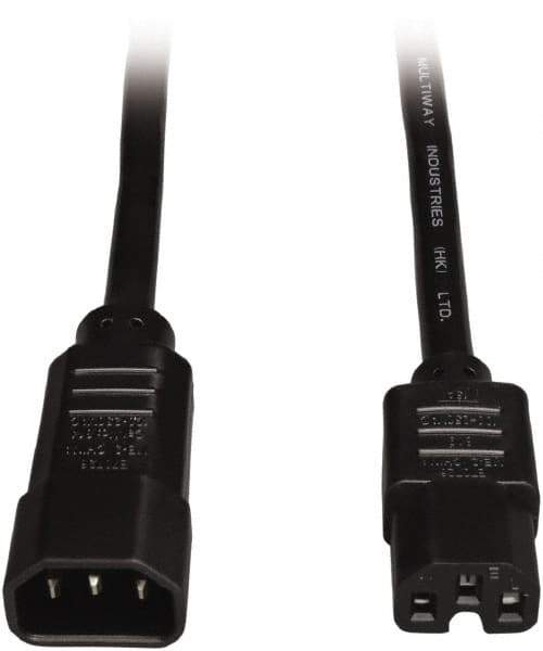 Tripp-Lite - 6', 14/3 Gauge/Conductors, Black Indoor Replacement Cord - 0 Receptacles, 15 Amps, 120 VAC, UL SJT, NEMA IEC-320 - Industrial Tool & Supply