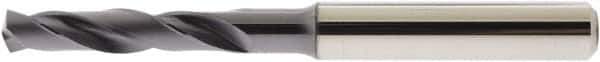 Accupro - 10.5mm 140° Spiral Flute Solid Carbide Screw Machine Drill Bit - AlTiN Finish, Right Hand Cut, 55mm Flute Length, 102mm OAL, Straight Shank - Industrial Tool & Supply