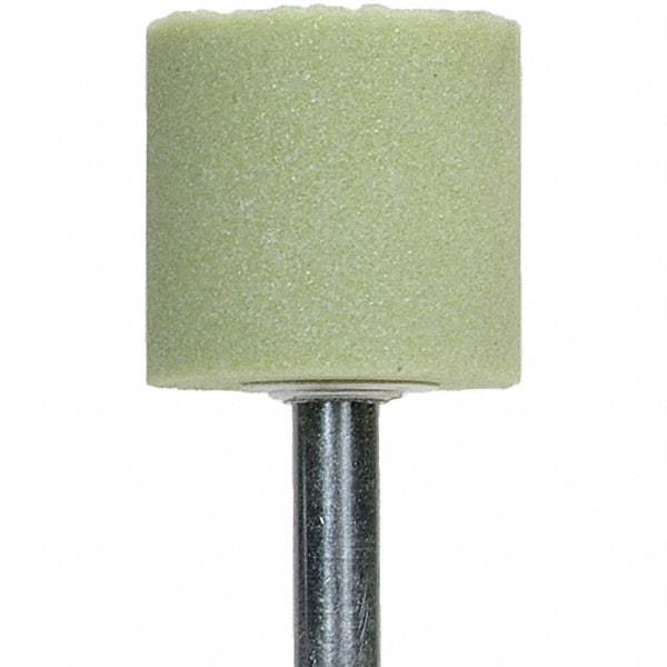 Norton - 2" Head Diam x 1/2" Thickness, W189, Cylinder End, Ceramic Mounted Point - Green, Extra Coarse Grade, 36 Grit, 24,000 RPM - Industrial Tool & Supply