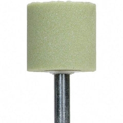 Norton - 1-1/4" Head Diam x 3/8" Thickness, W179, Cylinder End, Ceramic Mounted Point - Green, Extra Coarse Grade, 36 Grit, 20,415 RPM - Industrial Tool & Supply