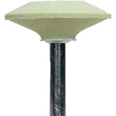 Norton - 5/8" Head Diam x 1-7/8" Thickness, A36, Wheel Tapered Edge End, Ceramic Mounted Point - Green, Extra Coarse Grade, 36 Grit, 23,520 RPM - Industrial Tool & Supply