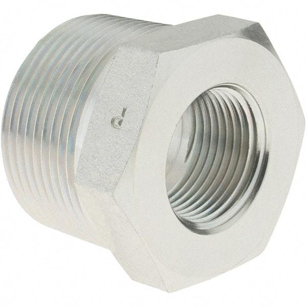 Parker - 1-1/4 Male Thread x 3/4 Female Thread, Zinc Plated Steel Industrial Pipe Hex Bushing - MNPTF x FNPTF, 3,000 psi - Industrial Tool & Supply