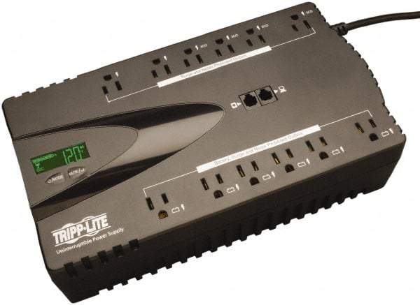 Tripp-Lite - 15 Amp, 850 VA, Tower Mount Standby Backup Uninterruptible Power Supply - Backup 2.8 min with Full Load & 9.4 min with Half Load, 120 VAC Input & Output, 425 Watt Output, 1 Phases, 12 Outlets - Industrial Tool & Supply