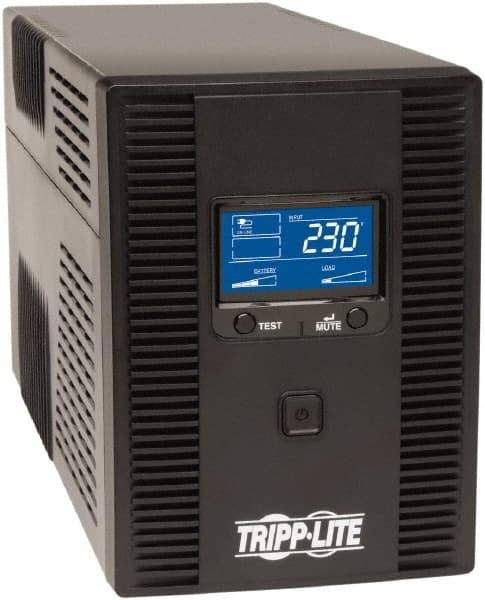 Tripp-Lite - 15 Amp, 1,500 VA, Tower Mount Line Interactive Backup Uninterruptible Power Supply - Backup 8 min with Full Load & 13 min with Half Load, 230 Volt Input & Output, 900 Watt Output, 1 Phases, 6 Outlets - Industrial Tool & Supply