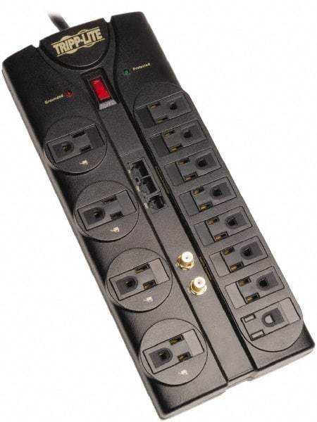 Tripp-Lite - 12 Outlets, 120 VAC15 Amps, 8' Cord, Power Outlet Strip - Floor, Keyhole Mount, 5-15 NEMA Configuration, 12.04" Strip - Industrial Tool & Supply