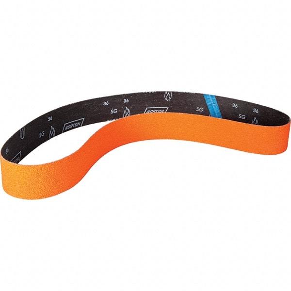 Norton - 2-1/2" Wide x 60" OAL, 100 Grit, Ceramic Abrasive Belt - Ceramic, Coated, Y Weighted Cloth Backing - Industrial Tool & Supply