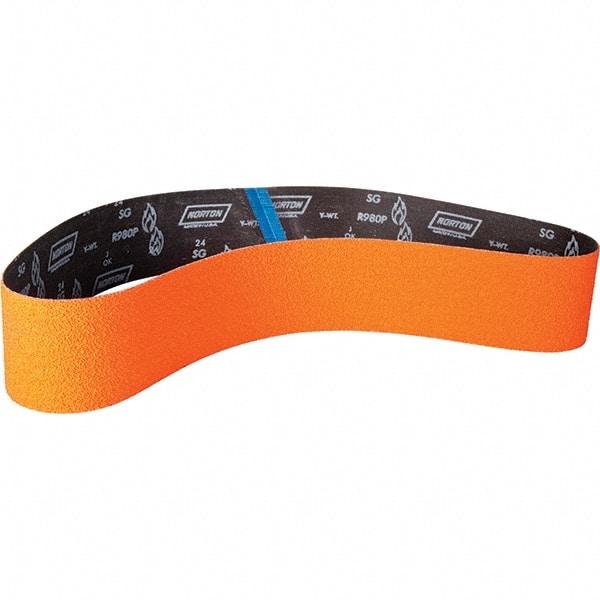 Norton - 4" Wide x 60" OAL, 120 Grit, Ceramic Abrasive Belt - Ceramic, Coated, Y Weighted Cloth Backing - Industrial Tool & Supply