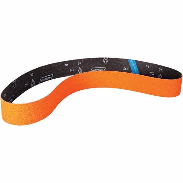Norton - 1-1/2" Wide x 60" OAL, 36 Grit, Ceramic Abrasive Belt - Ceramic, Coated, Y Weighted Cloth Backing - Industrial Tool & Supply