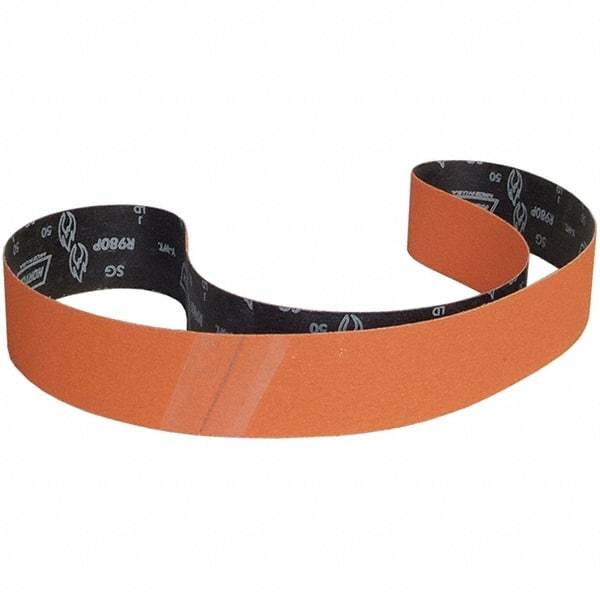 Norton - 3" Wide x 90" OAL, 36 Grit, Ceramic Abrasive Belt - Ceramic, Coated, Y Weighted Cloth Backing - Industrial Tool & Supply