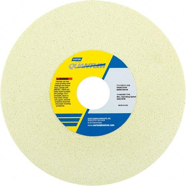 Norton - 7" Diam x 1-1/4" Hole x 1/2" Thick, J Hardness, 46 Grit Surface Grinding Wheel - Ceramic, Type 1, Coarse Grade, 3,600 Max RPM - Industrial Tool & Supply