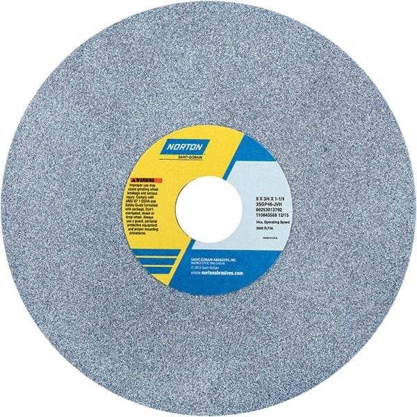 Norton - 8" Diam x 1-1/4" Hole x 3/4" Thick, J Hardness, 46 Grit Surface Grinding Wheel - Ceramic, Type 1, Coarse Grade, 3,600 Max RPM - Industrial Tool & Supply