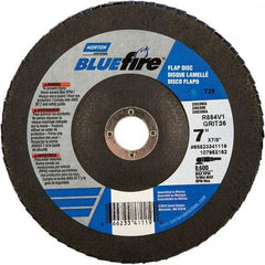 Norton - 24 Grit, 7" Disc Diam, 7/8" Center Hole, Type 29 Zirconia Alumina Flap Disc - 8,600 Max RPM, Fiberglass Backing, Arbor Attaching System, Coated - Industrial Tool & Supply
