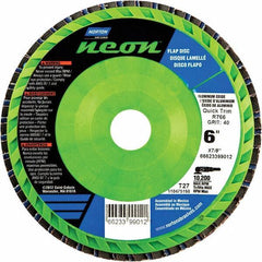 Norton - 40 Grit, 6" Disc Diam, 7/8" Center Hole, Type 27 Zirconia Alumina Flap Disc - 10,200 Max RPM, Polyester Backing, Arbor Attaching System, Coated - Industrial Tool & Supply