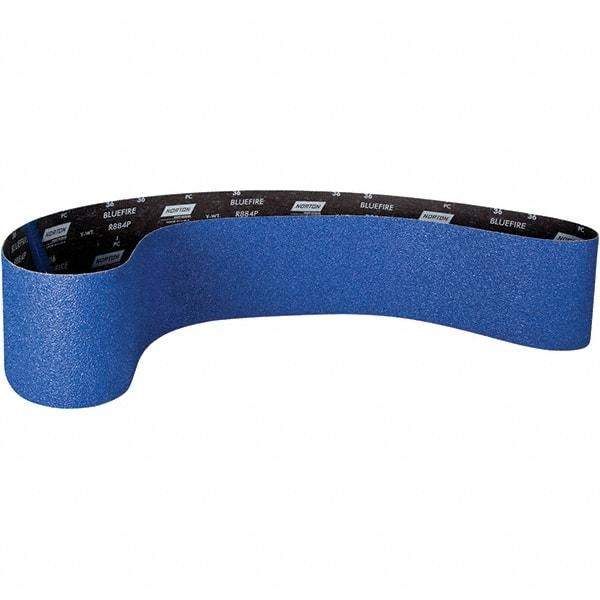 Norton - 6" Wide x 79" OAL, 36 Grit, Zirconia Alumina Abrasive Belt - Zirconia Alumina, Coated, Y Weighted Cloth Backing - Industrial Tool & Supply