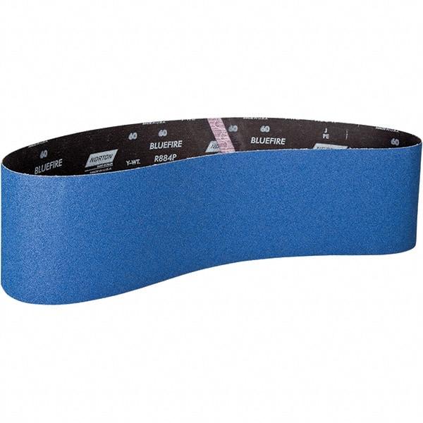 Norton - 2-1/2" Wide x 60" OAL, 24 Grit, Zirconia Alumina Abrasive Belt - Zirconia Alumina, Coated, Y Weighted Cloth Backing - Industrial Tool & Supply