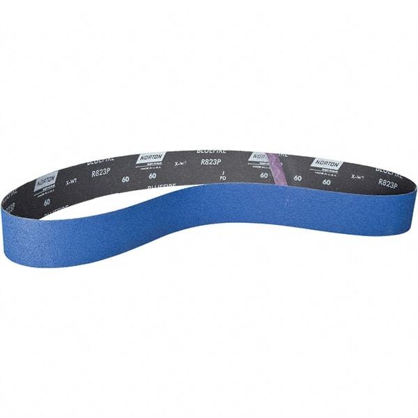 Norton - 2-1/2" Wide x 60" OAL, 180 Grit, Zirconia Alumina Abrasive Belt - Zirconia Alumina, Coated, X Weighted Paper Backing - Industrial Tool & Supply