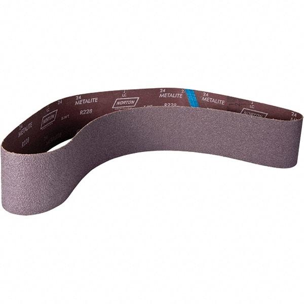 Norton - 4" Wide x 60" OAL, 120 Grit, Aluminum Oxide Abrasive Belt - Aluminum Oxide, Coated, X Weighted Cloth Backing - Industrial Tool & Supply