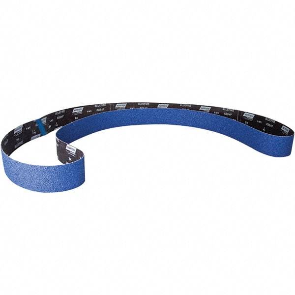 Norton - 4" Wide x 79" OAL, 40 Grit, Zirconia Alumina Abrasive Belt - Zirconia Alumina, Coated, Y Weighted Cloth Backing - Industrial Tool & Supply