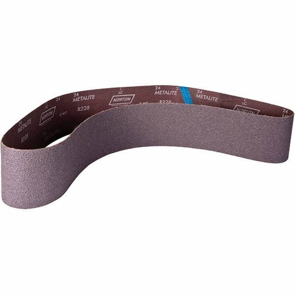 Norton - 4" Wide x 60" OAL, 24 Grit, Aluminum Oxide Abrasive Belt - Aluminum Oxide, Coated, X Weighted Cloth Backing - Industrial Tool & Supply